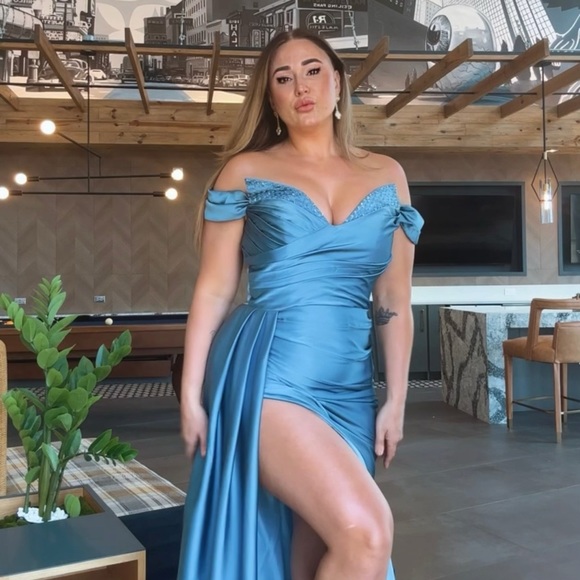 Ocean Blue Prom Gown - Custom Made, New - Picture 6 of 8